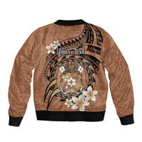 Personalised Tonga Emancipation Day Bomber Jacket Tongan Ngatu Pattern - Brown Version LT14 - Polynesian Pride