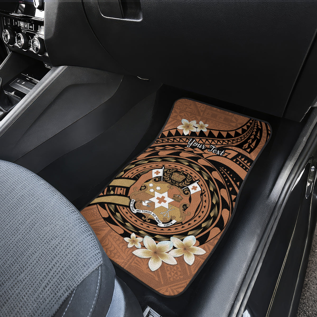 Personalised Tonga Emancipation Day Car Mats Tongan Ngatu Pattern - Brown Version LT14 - Polynesian Pride