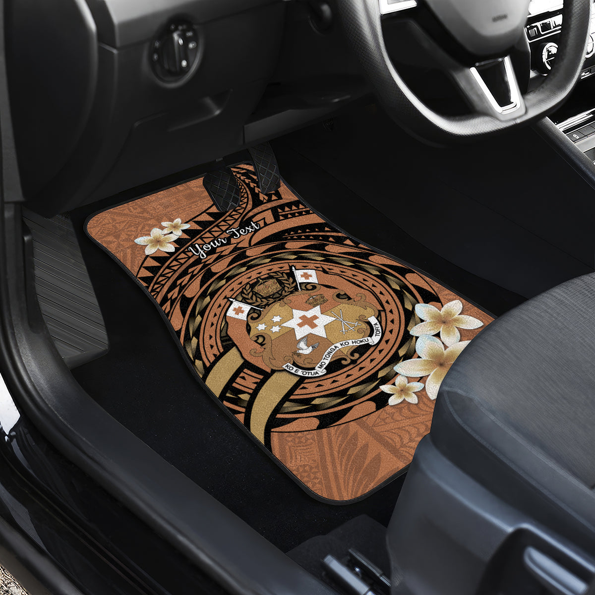 Personalised Tonga Emancipation Day Car Mats Tongan Ngatu Pattern - Brown Version LT14 - Polynesian Pride