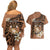 Personalised Tonga Emancipation Day Couples Matching Off Shoulder Short Dress and Hawaiian Shirt Tongan Ngatu Pattern - Brown Version