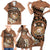 Personalised Tonga Emancipation Day Family Matching Short Sleeve Bodycon Dress and Hawaiian Shirt Tongan Ngatu Pattern - Brown Version