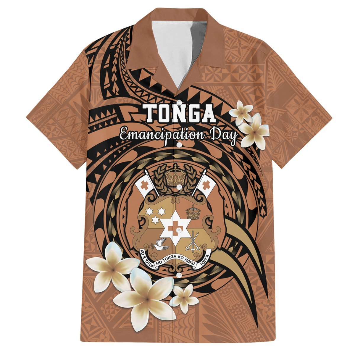 Personalised Tonga Emancipation Day Hawaiian Shirt Tongan Ngatu Pattern - Brown Version LT14 Brown - Polynesian Pride
