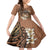 Personalised Tonga Emancipation Day Kid Short Sleeve Dress Tongan Ngatu Pattern - Brown Version