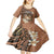 Personalised Tonga Emancipation Day Kid Short Sleeve Dress Tongan Ngatu Pattern - Brown Version