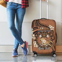 Personalised Tonga Emancipation Day Luggage Cover Tongan Ngatu Pattern - Brown Version LT14 - Polynesian Pride