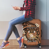 Personalised Tonga Emancipation Day Luggage Cover Tongan Ngatu Pattern - Brown Version LT14 - Polynesian Pride