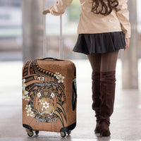 Personalised Tonga Emancipation Day Luggage Cover Tongan Ngatu Pattern - Brown Version LT14 - Polynesian Pride