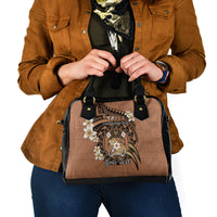 Personalised Tonga Emancipation Day Shoulder Handbag Tongan Ngatu Pattern - Brown Version LT14 - Polynesian Pride