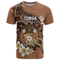 Personalised Tonga Emancipation Day T Shirt Tongan Ngatu Pattern - Brown Version LT14 Brown - Polynesian Pride