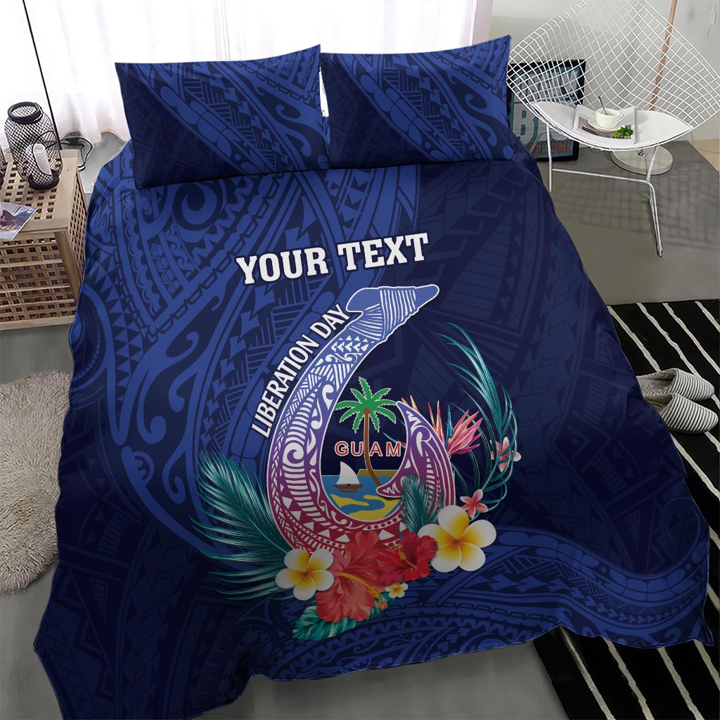 Personalised Guam Liberation Day Bedding Set Happy 80th Anniversary Fish Hook Mix Tropical Flowers LT14 - Polynesian Pride