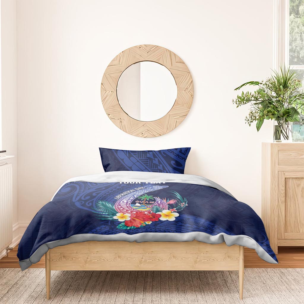 Personalised Guam Liberation Day Bedding Set Happy 80th Anniversary Fish Hook Mix Tropical Flowers LT14 - Polynesian Pride