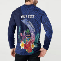 Personalised Guam Liberation Day Button Sweatshirt Happy 80th Anniversary Fish Hook Mix Tropical Flowers LT14 - Polynesian Pride
