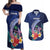 Personalised Guam Liberation Day Couples Matching Off Shoulder Maxi Dress and Hawaiian Shirt Happy 80th Anniversary Fish Hook Mix Tropical Flowers