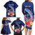 Personalised Guam Liberation Day Family Matching Long Sleeve Bodycon Dress and Hawaiian Shirt Happy 80th Anniversary Fish Hook Mix Tropical Flowers