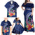 Personalised Guam Liberation Day Family Matching Off Shoulder Maxi Dress and Hawaiian Shirt Happy 80th Anniversary Fish Hook Mix Tropical Flowers