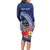 Personalised Guam Liberation Day Long Sleeve Bodycon Dress Happy 80th Anniversary Fish Hook Mix Tropical Flowers