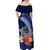 Personalised Guam Liberation Day Off Shoulder Maxi Dress Happy 80th Anniversary Fish Hook Mix Tropical Flowers