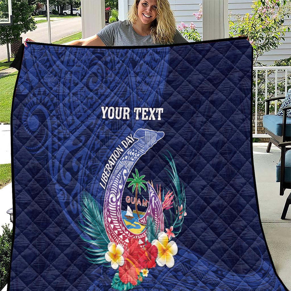 Personalised Guam Liberation Day Quilt Happy 80th Anniversary Fish Hook Mix Tropical Flowers