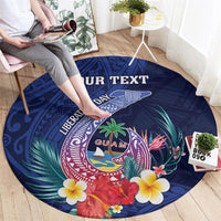 Personalised Guam Liberation Day Round Carpet Happy 80th Anniversary Fish Hook Mix Tropical Flowers LT14 - Polynesian Pride