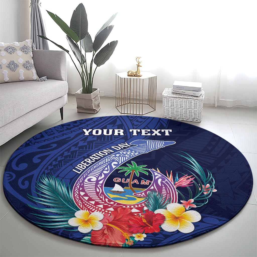 Personalised Guam Liberation Day Round Carpet Happy 80th Anniversary Fish Hook Mix Tropical Flowers LT14 - Polynesian Pride