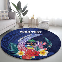 Personalised Guam Liberation Day Round Carpet Happy 80th Anniversary Fish Hook Mix Tropical Flowers LT14 - Polynesian Pride