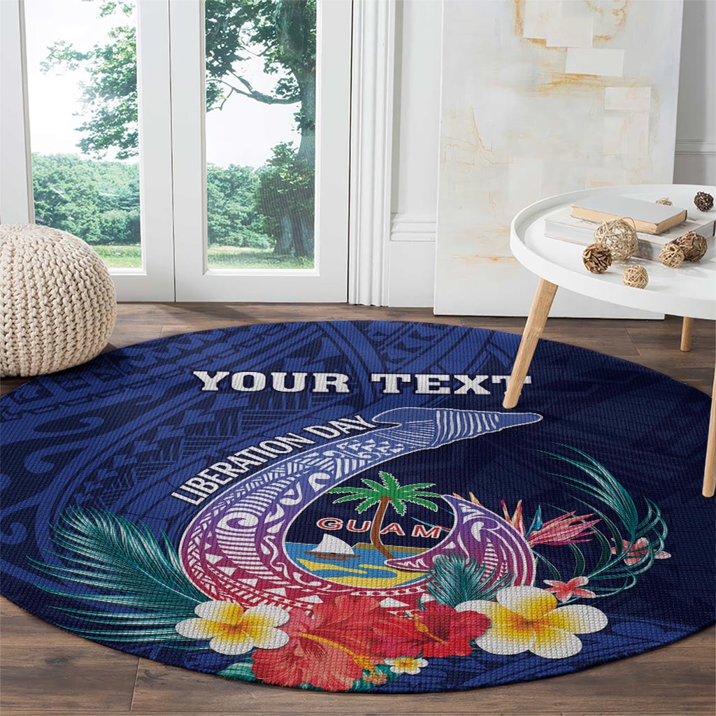 Personalised Guam Liberation Day Round Carpet Happy 80th Anniversary Fish Hook Mix Tropical Flowers LT14 - Polynesian Pride