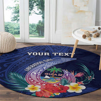 Personalised Guam Liberation Day Round Carpet Happy 80th Anniversary Fish Hook Mix Tropical Flowers LT14 - Polynesian Pride