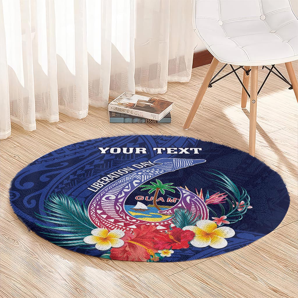 Personalised Guam Liberation Day Round Carpet Happy 80th Anniversary Fish Hook Mix Tropical Flowers LT14 - Polynesian Pride