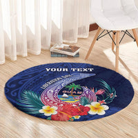 Personalised Guam Liberation Day Round Carpet Happy 80th Anniversary Fish Hook Mix Tropical Flowers LT14 - Polynesian Pride