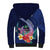 Personalised Guam Liberation Day Sherpa Hoodie Happy 80th Anniversary Fish Hook Mix Tropical Flowers