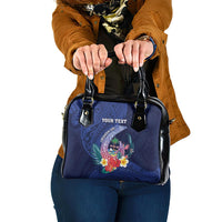 Personalised Guam Liberation Day Shoulder Handbag Happy 80th Anniversary Fish Hook Mix Tropical Flowers LT14 One Size Blue - Polynesian Pride