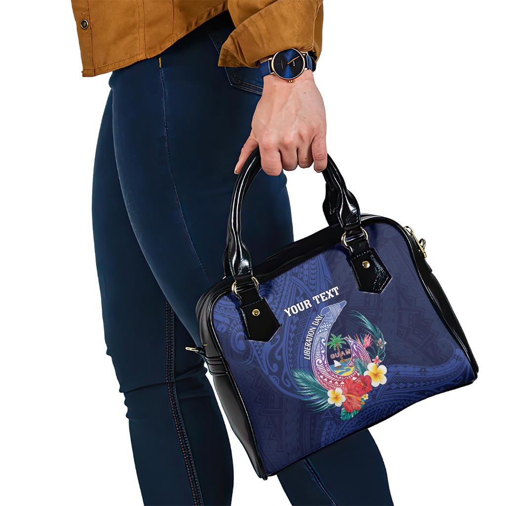 Personalised Guam Liberation Day Shoulder Handbag Happy 80th Anniversary Fish Hook Mix Tropical Flowers LT14 - Polynesian Pride