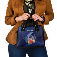 Personalised Guam Liberation Day Shoulder Handbag Happy 80th Anniversary Fish Hook Mix Tropical Flowers LT14 - Polynesian Pride