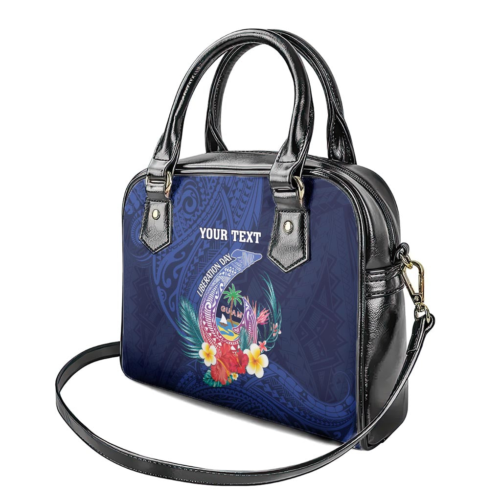 Personalised Guam Liberation Day Shoulder Handbag Happy 80th Anniversary Fish Hook Mix Tropical Flowers LT14 - Polynesian Pride