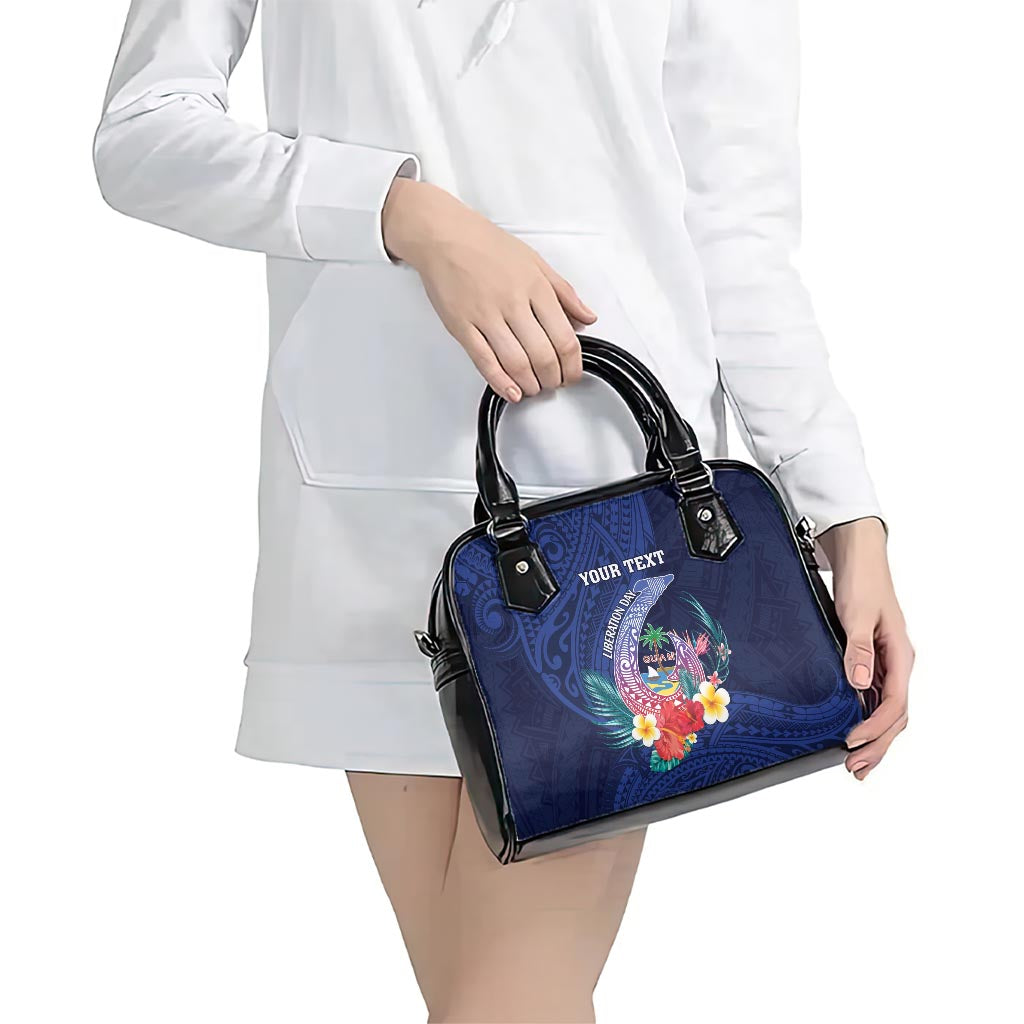 Personalised Guam Liberation Day Shoulder Handbag Happy 80th Anniversary Fish Hook Mix Tropical Flowers LT14 - Polynesian Pride