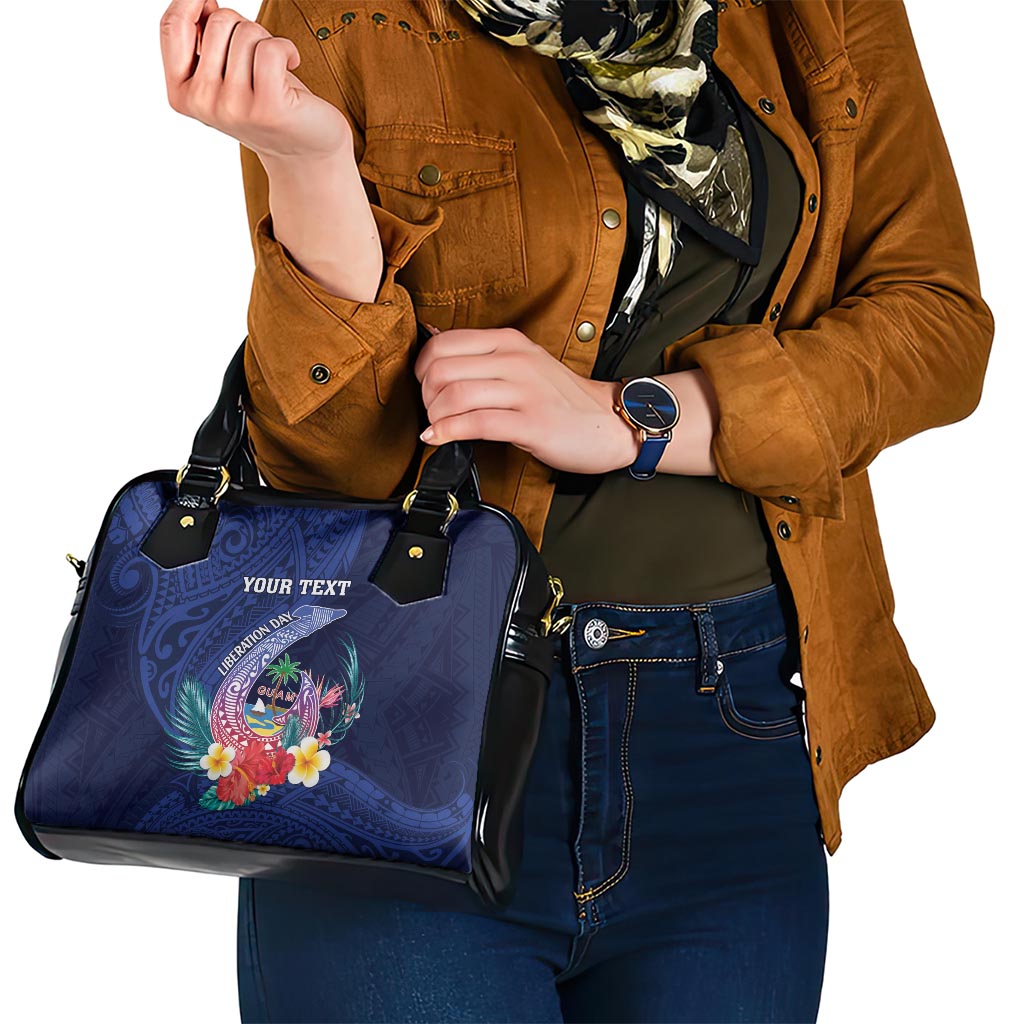 Personalised Guam Liberation Day Shoulder Handbag Happy 80th Anniversary Fish Hook Mix Tropical Flowers LT14 - Polynesian Pride