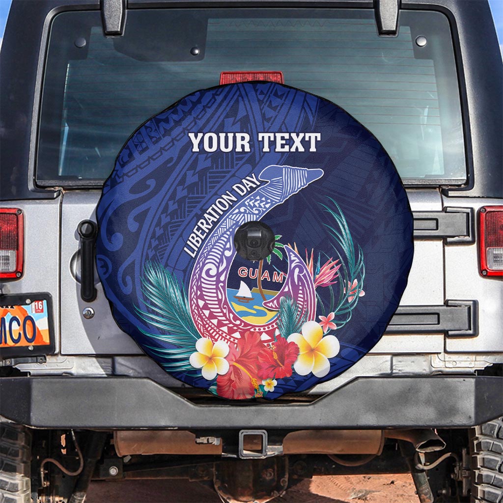Personalised Guam Liberation Day Spare Tire Cover Happy 80th Anniversary Fish Hook Mix Tropical Flowers