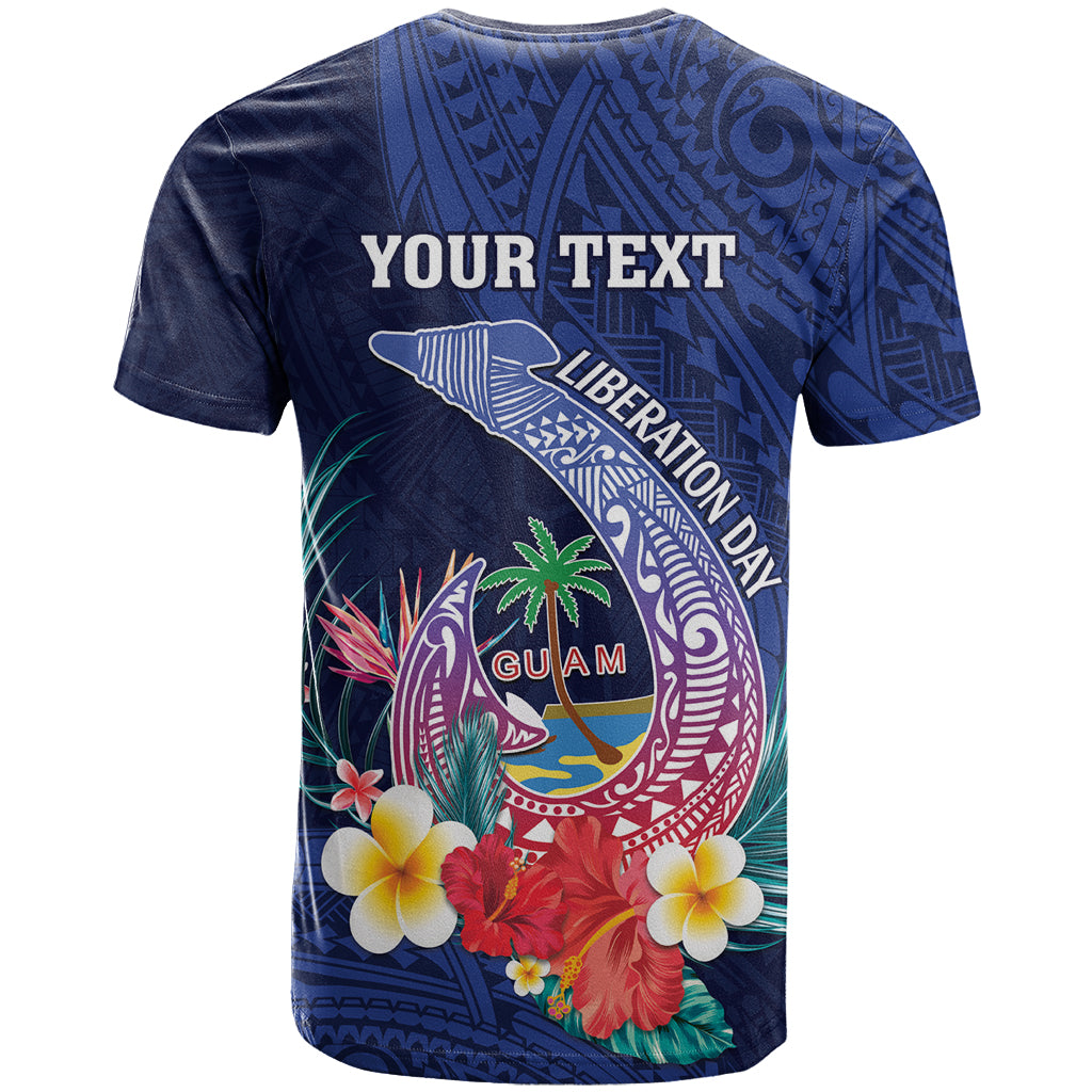 Personalised Guam Liberation Day T Shirt Happy 80th Anniversary Fish Hook Mix Tropical Flowers LT14 - Polynesian Pride