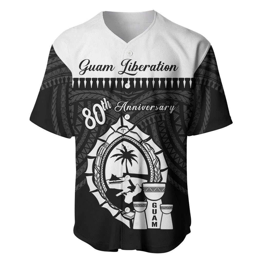 Guam Liberation Day Baseball Jersey Biba Guahan Chamorro 80th Anniversary - Black LT14 Black - Polynesian Pride