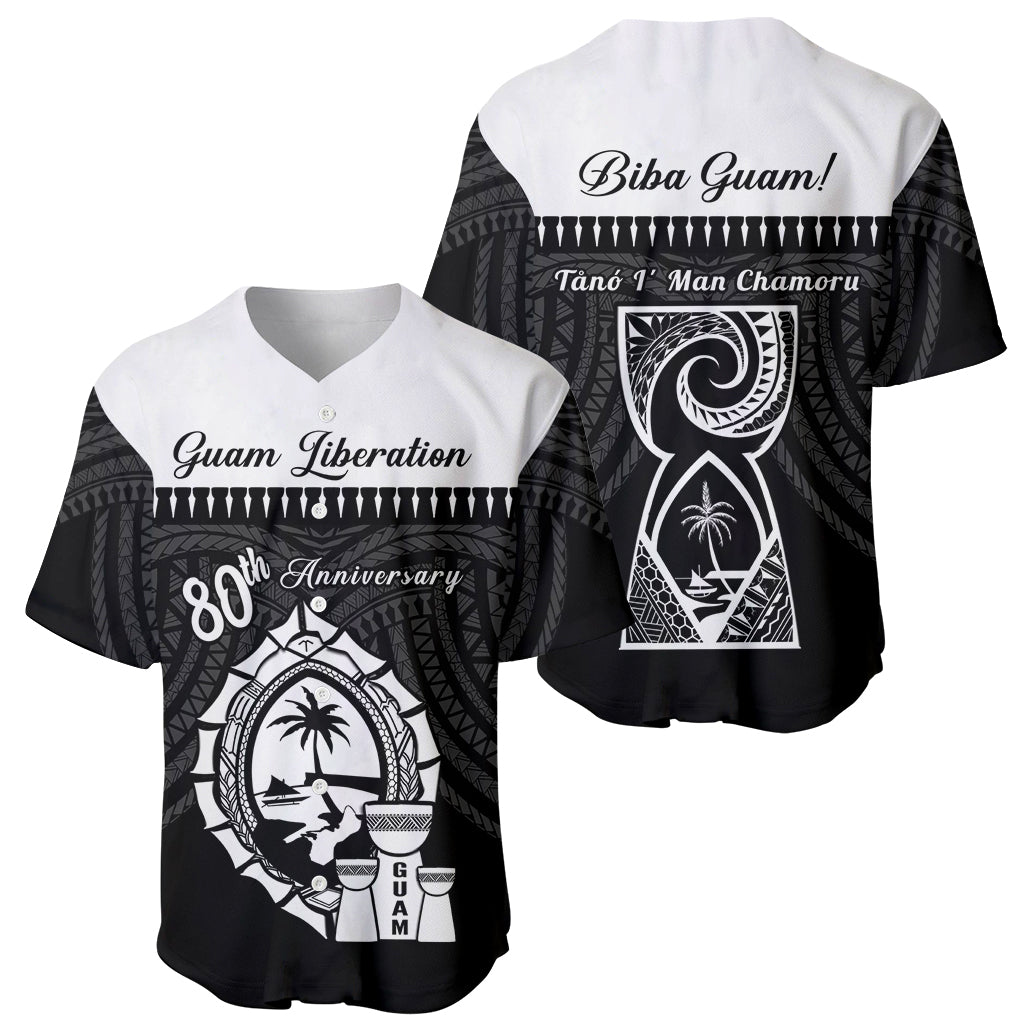 Guam Liberation Day Baseball Jersey Biba Guahan Chamorro 80th Anniversary - Black LT14 - Polynesian Pride