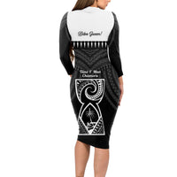 Guam Liberation Day Long Sleeve Bodycon Dress Biba Guahan Chamorro 80th Anniversary - Black LT14 - Polynesian Pride