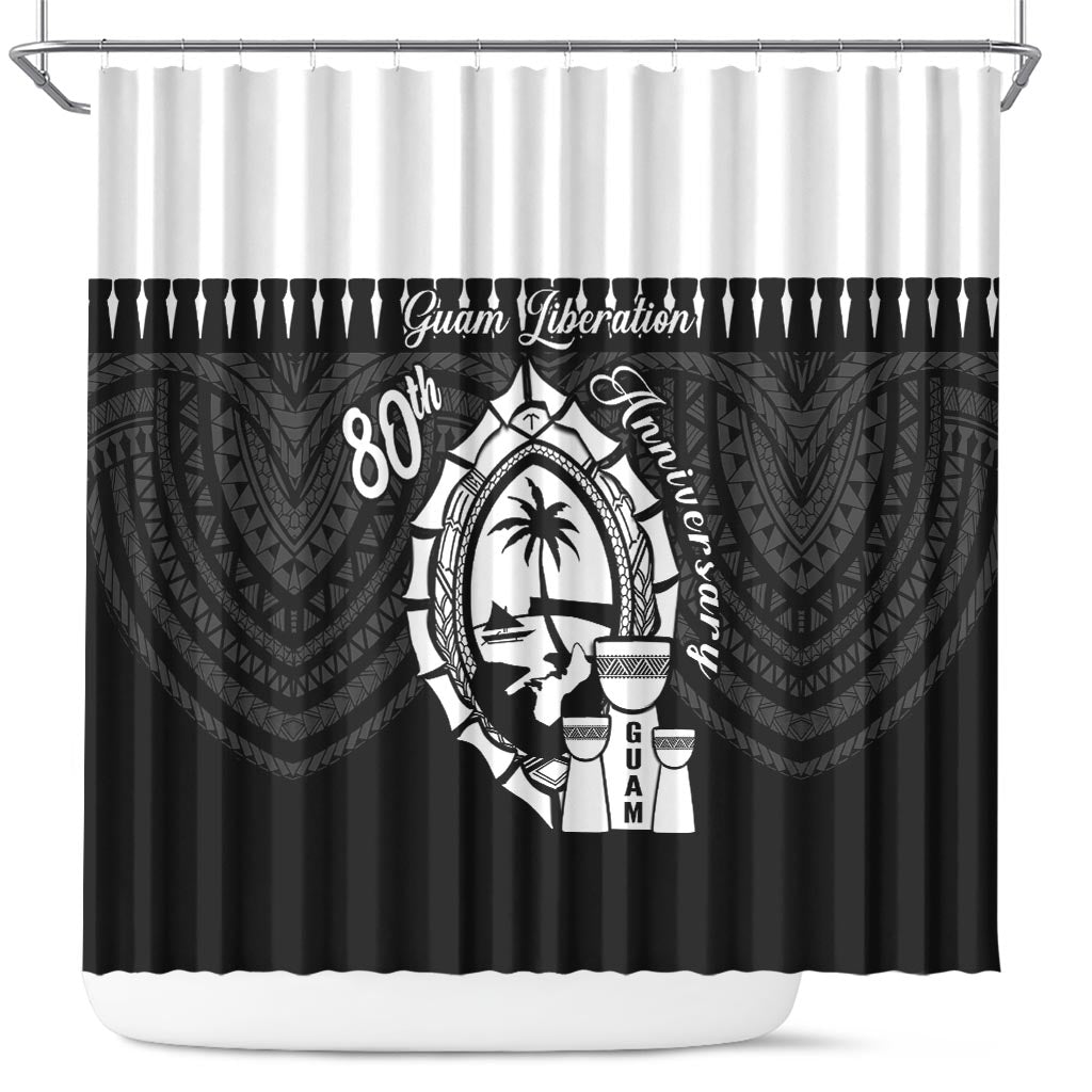 Guam Liberation Day Shower Curtain Biba Guahan Chamorro 80th Anniversary - Black LT14 Black - Polynesian Pride