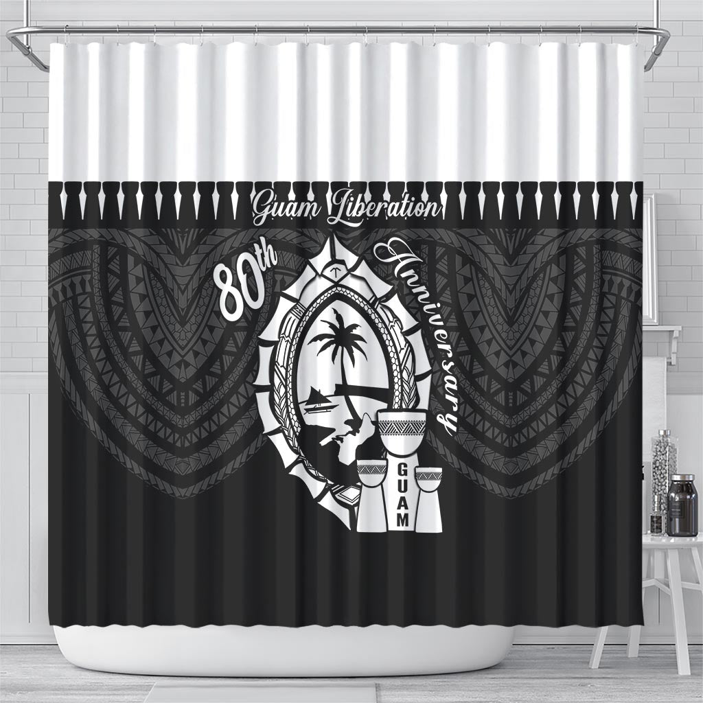 Guam Liberation Day Shower Curtain Biba Guahan Chamorro 80th Anniversary - Black LT14 - Polynesian Pride