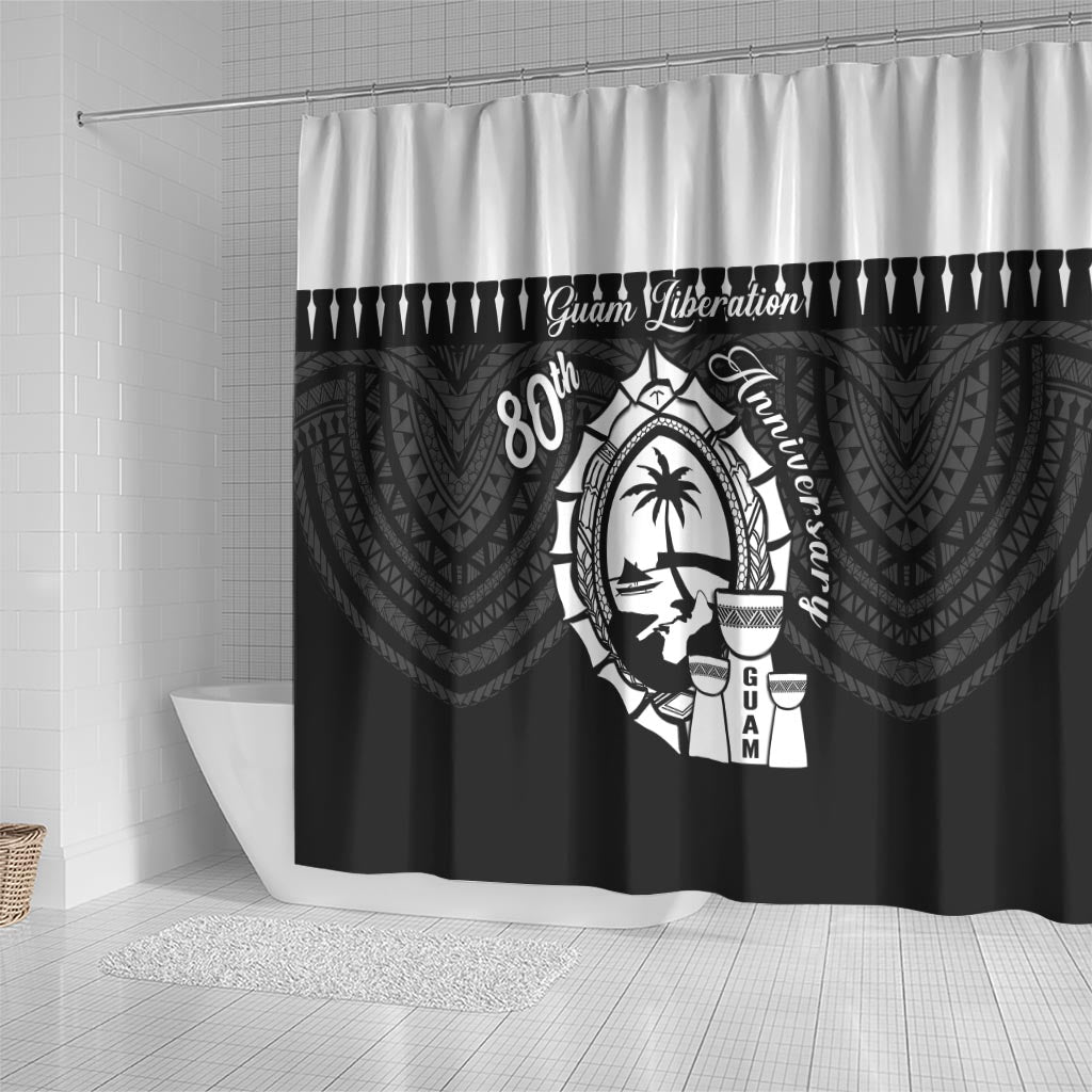 Guam Liberation Day Shower Curtain Biba Guahan Chamorro 80th Anniversary - Black LT14 - Polynesian Pride