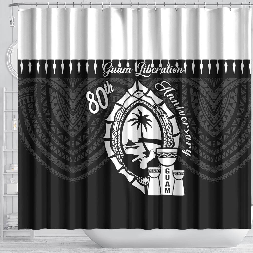 Guam Liberation Day Shower Curtain Biba Guahan Chamorro 80th Anniversary - Black LT14 - Polynesian Pride