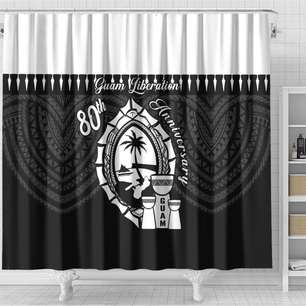 Guam Liberation Day Shower Curtain Biba Guahan Chamorro 80th Anniversary - Black LT14 - Polynesian Pride