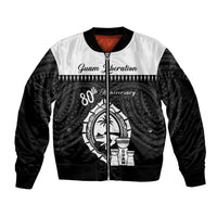 Guam Liberation Day Sleeve Zip Bomber Jacket Biba Guahan Chamorro 80th Anniversary - Black LT14 Unisex Black - Polynesian Pride