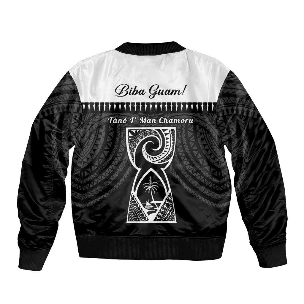 Guam Liberation Day Sleeve Zip Bomber Jacket Biba Guahan Chamorro 80th Anniversary - Black LT14 - Polynesian Pride