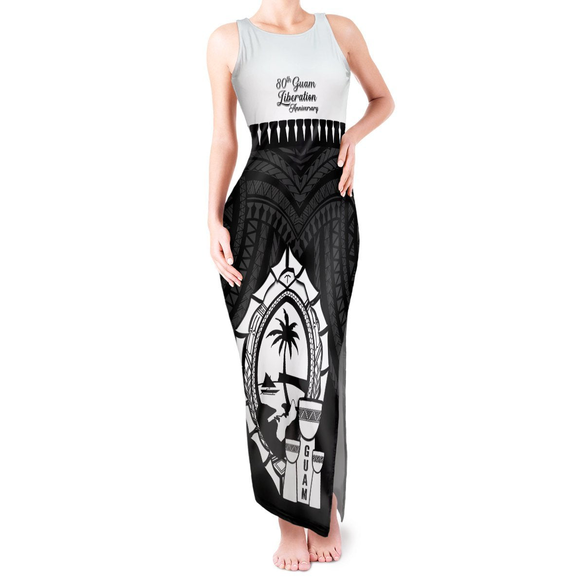 Guam Liberation Day Tank Maxi Dress Biba Guahan Chamorro 80th Anniversary - Black LT14 Women Black - Polynesian Pride