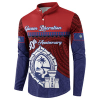 Guam Liberation Day Button Sweatshirt Biba Guahan Chamorro 80th Anniversary - Blue LT14 - Polynesian Pride